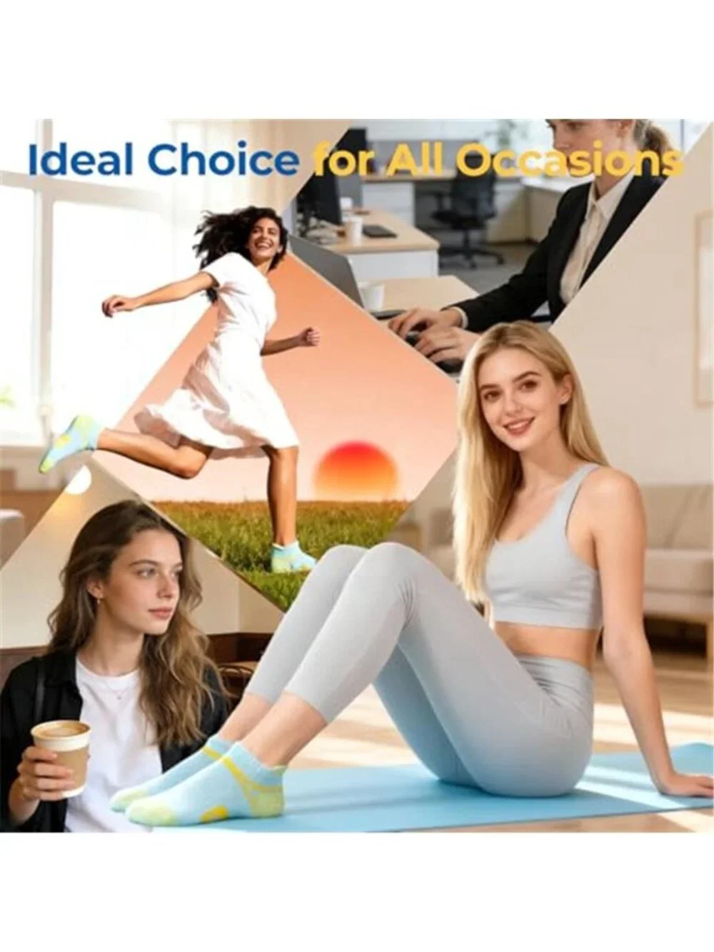 7 Pairs Womens Ankle Socks Athletic Cushion Low cut Mositure Wicking Sports